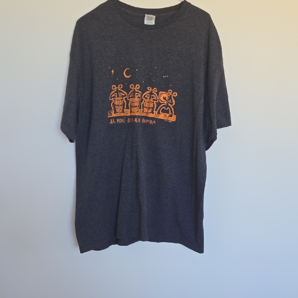 Gray T-Shirt with Orange Graphic